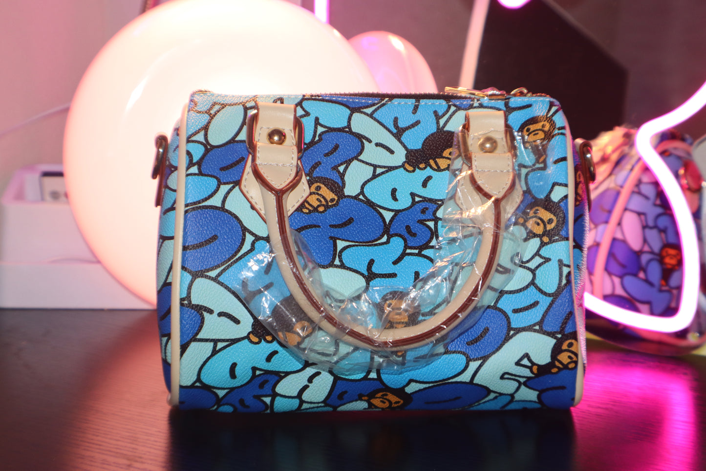 Aqua Pop Camo Boston Bag ✦ Viral Y2K Streetwear Shoulder Bag