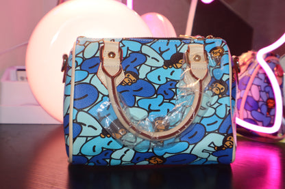 Aqua Pop Camo Boston Bag ✦ Viral Y2K Streetwear Shoulder Bag