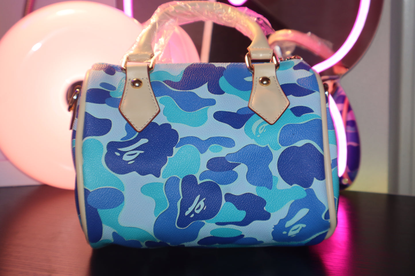 Ice Blue Camo Boston Bag ✦ Viral Y2K IT Girl Shoulder Bag