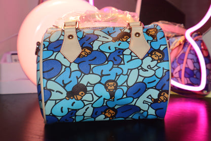 Aqua Pop Camo Boston Bag ✦ Viral Y2K Streetwear Shoulder Bag