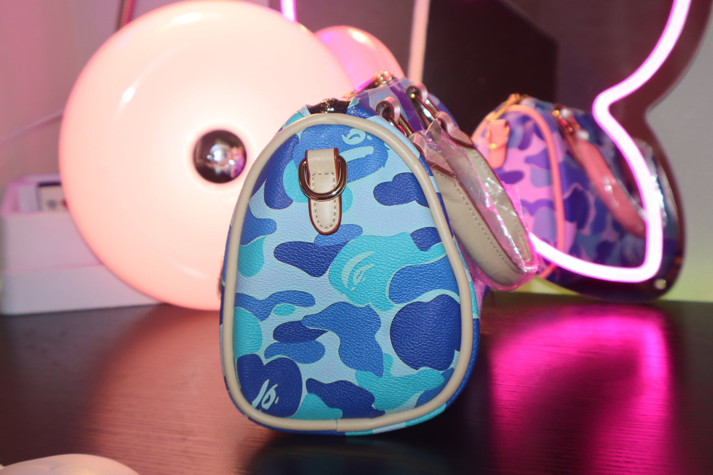 Ice Blue Camo Boston Bag ✦ Viral Y2K IT Girl Shoulder Bag