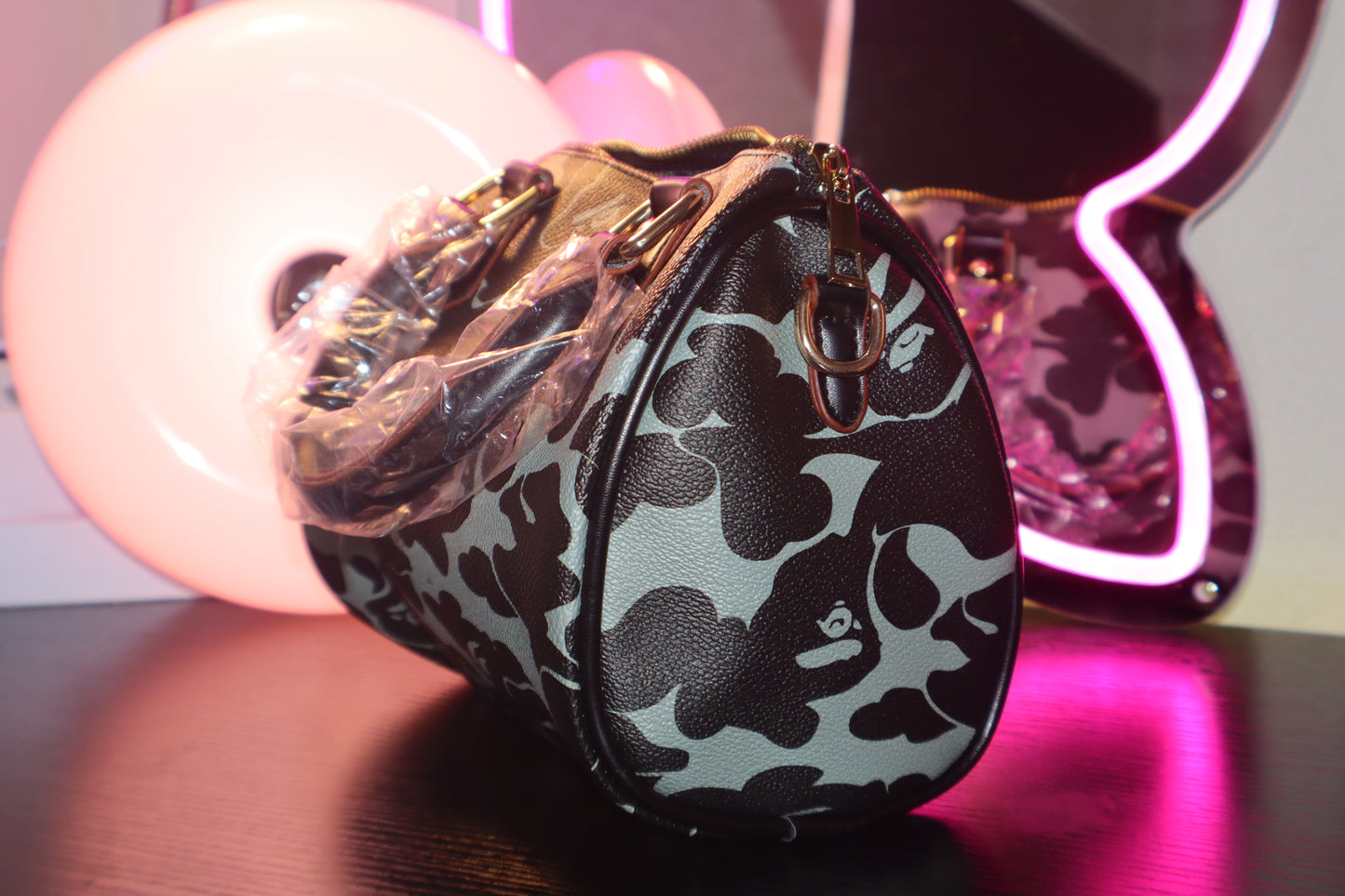 Midnight Camo Boston Bag ✦ Y2K Streetwear Shoulder & Crossbody Bag