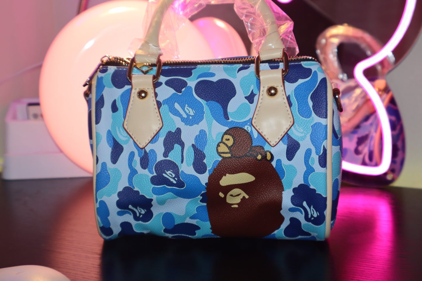 Ice Blue Camo Boston Bag ✦ Viral Y2K IT Girl Shoulder Bag