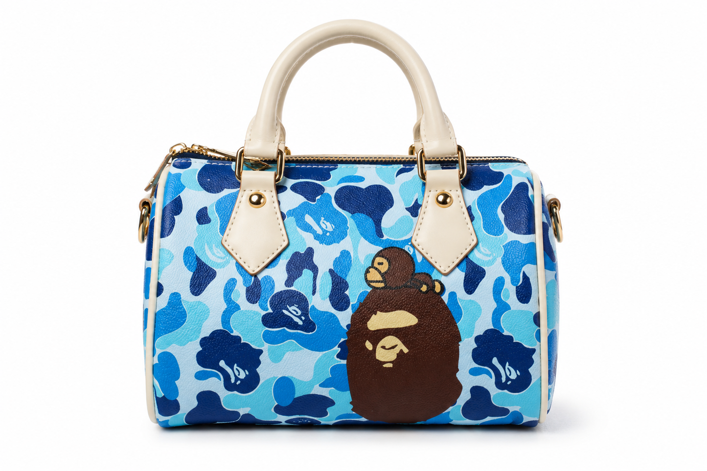 Ice Blue Camo Boston Bag ✦ Viral Y2K IT Girl Shoulder Bag